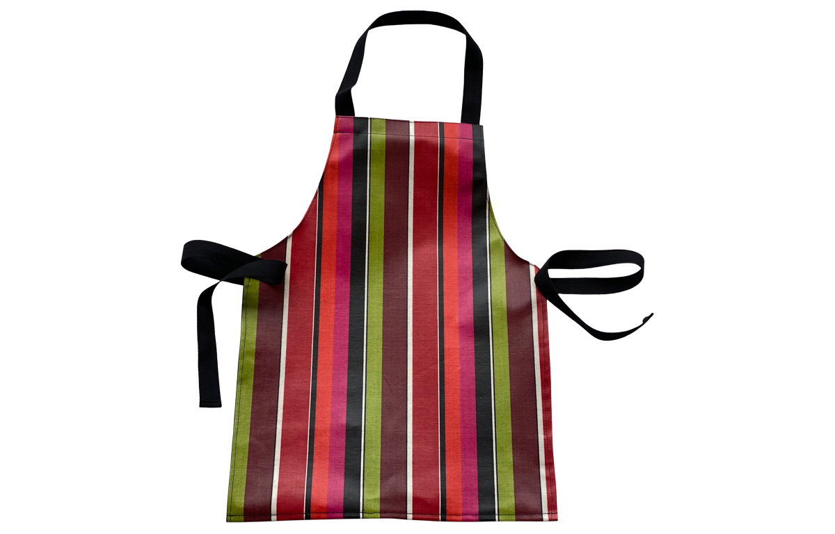 Pink, Black, Lime Stripe PVC Oilcloth Toddlers Aprons