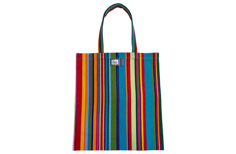 Cotton Tote Bags - Bottle Green, Blues, Red Stripes 