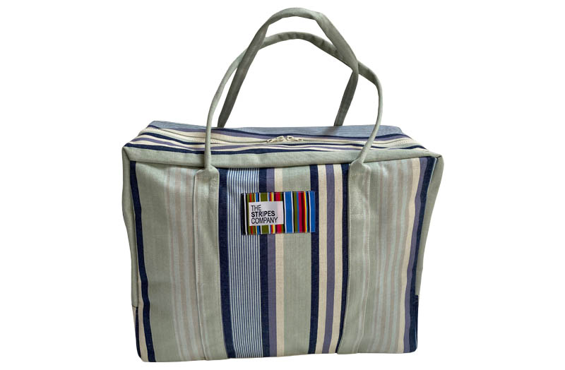 Pale Mint Green, Denim, Cream, Navy Stripe Soft Case Travel Bag