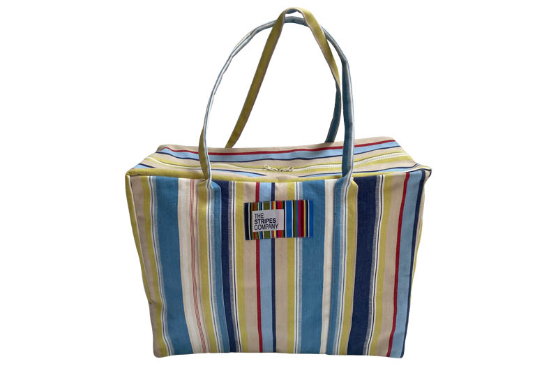 Blue, Navy, Taupe Stripe Travel Bags - Soft Case Hand Luggage