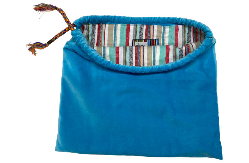 Turquoise Velvet Handbag Pouches with Drawstring