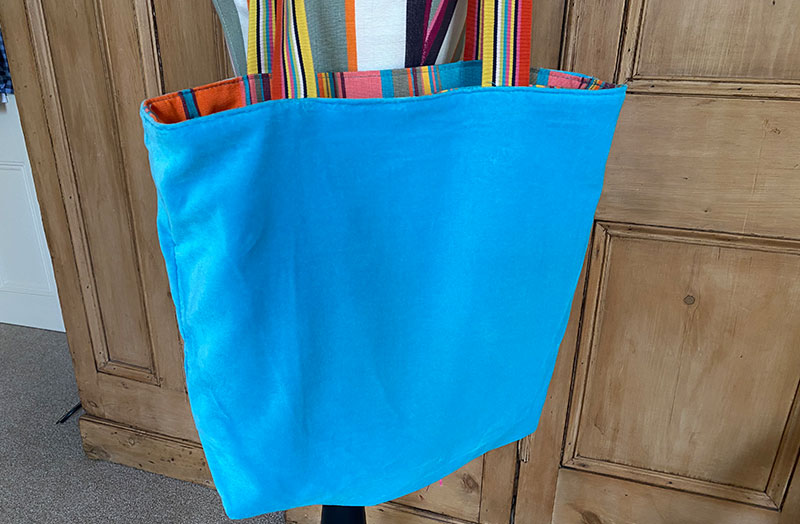 Turquoise Velvet Reversible Tote Bag