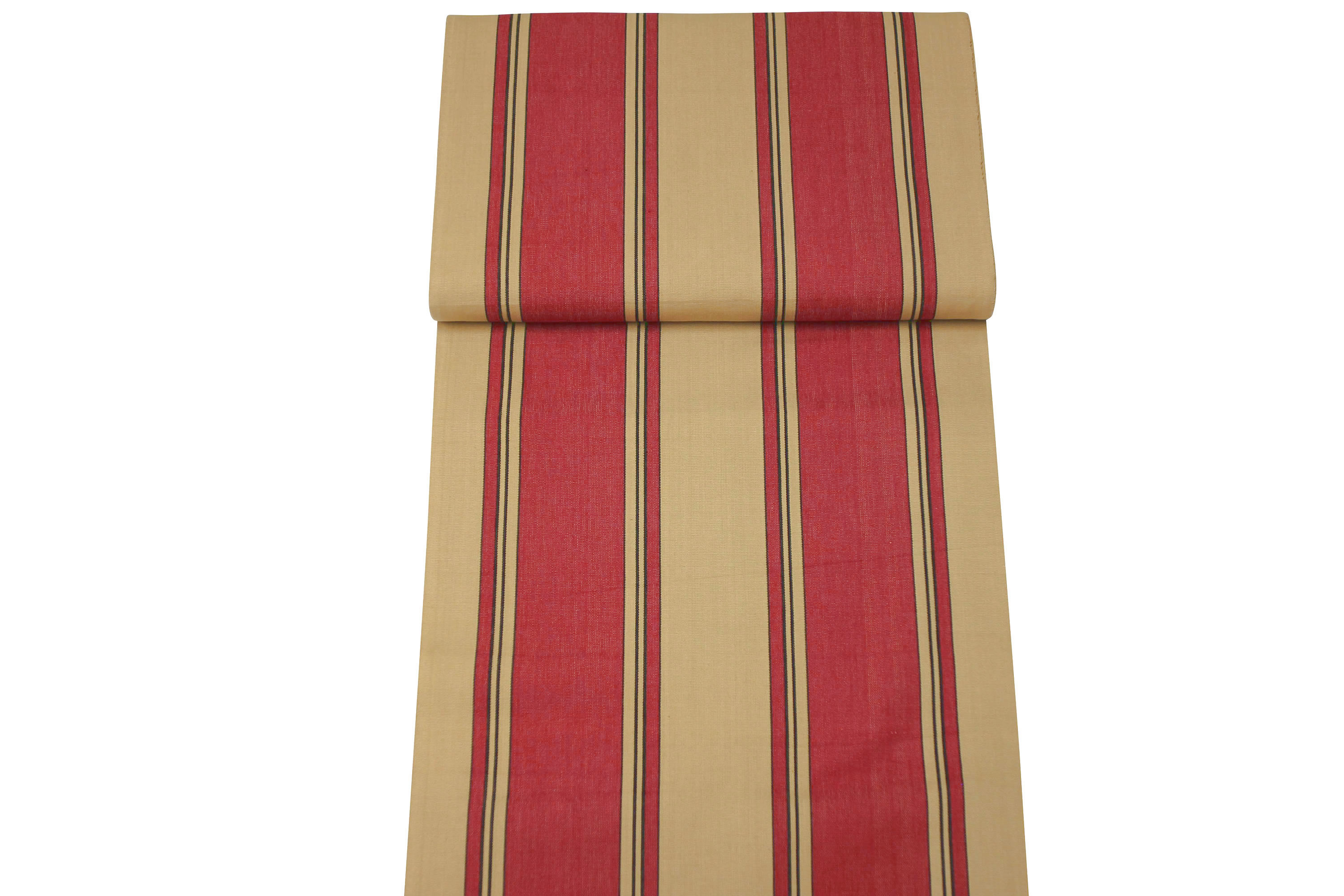 Red And Beige Wide Stripes Lined With Thin Black Deckchair Canvas Vintage Archive Striped Fabrics | Vintage Deckchair Fabric Steeplechase Stripes