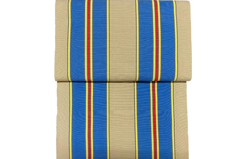 Vintage Deckchair Fabric Beige, Blue, Yellow Stripes