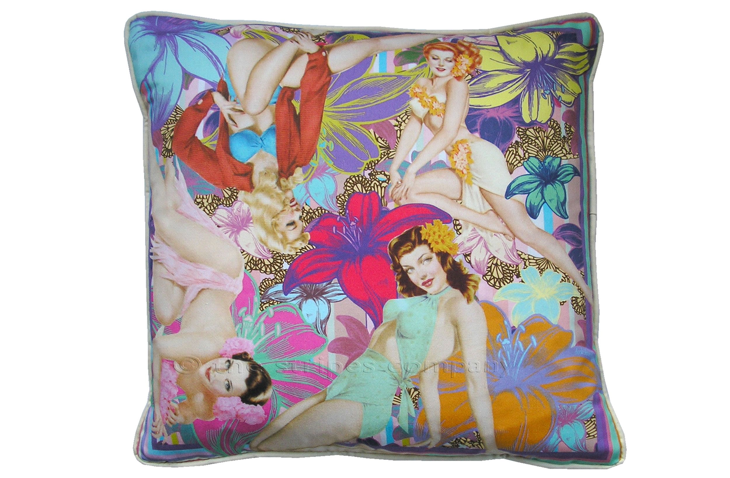 Retro Glamour Girls Vintage Print Design Cushions