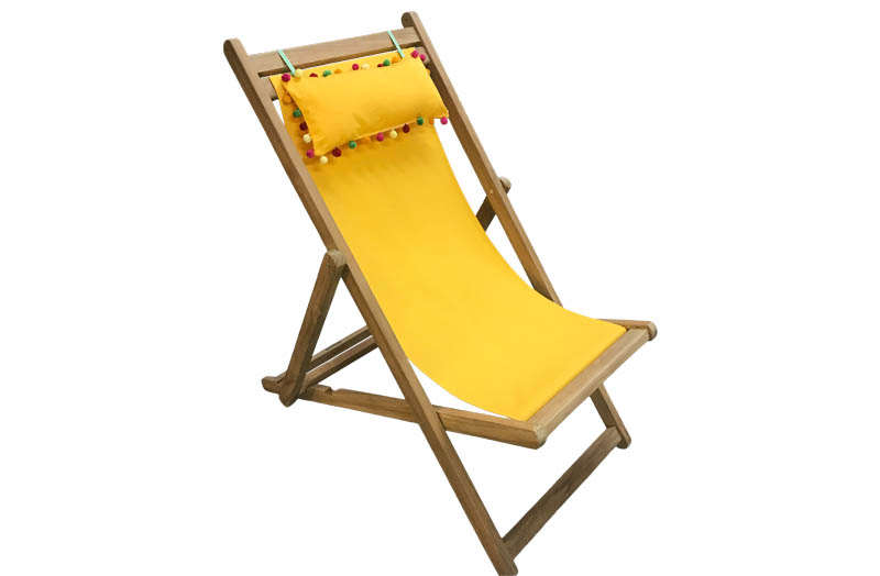 yellow deck chair material on deckchair
